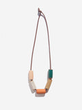 Ceramic Bead Necklace - Teal/Natural